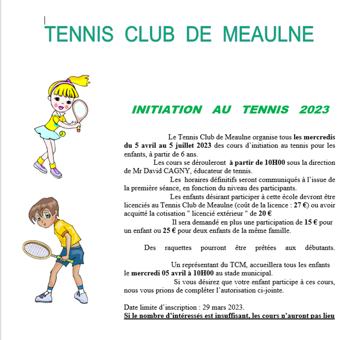 Initiation Au Tennis D But Des Cours Site De La Commune De Meaulne Vitray